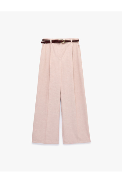 Koton High Waist Wide Leg Pants with Belt Detail and Pockets