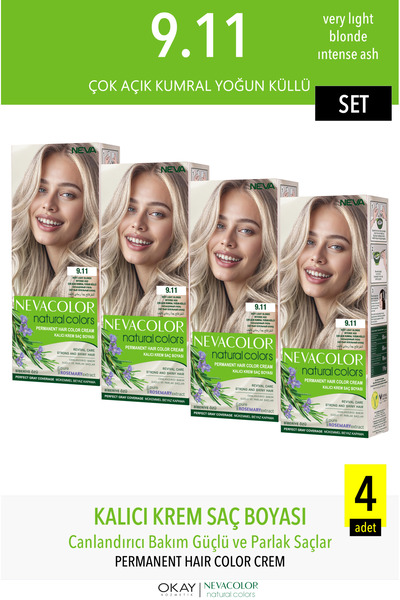 Neva Color Natural Colors 9.11 ÇOK AÇIK KUMRAL YOĞUN KÜLLÜ set (4 ADET)