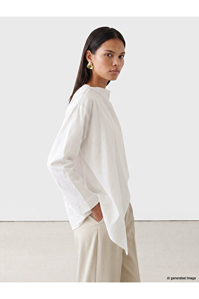 LC Waikiki Trendlucky Asymmetrical Cut Blouse with Draped Collar