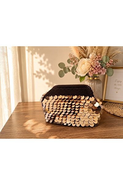 design bk Simli pullu kahverengi çanta