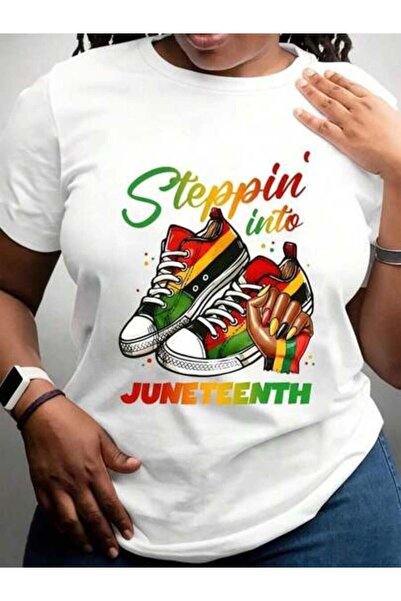 23ERVA Women's T Shirt Steppin Into Sneakers Hand Design Celebrating Freedom ...