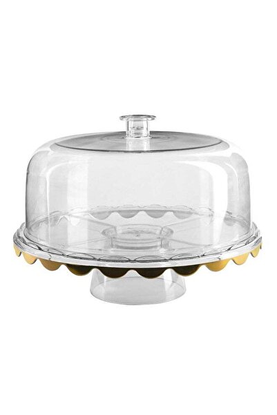 Trust Multi-Function Acrylic Cake Stand With Lid Clear/Gold