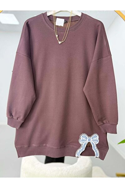 modasindoma Ribbon Embroidered Hijab Tunic Brown