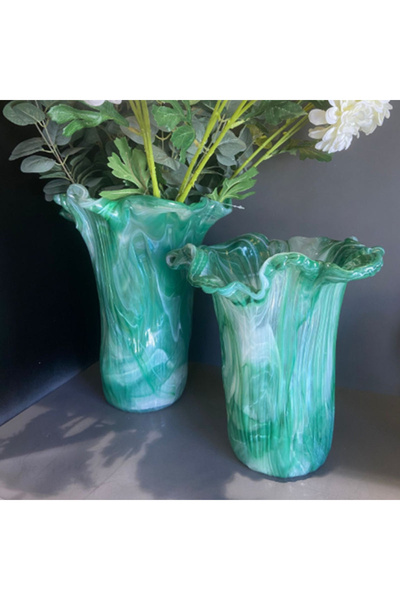 Generic Brand Mrlth-110-1112-3M Green Murano Glass Vase - 28X23 cm