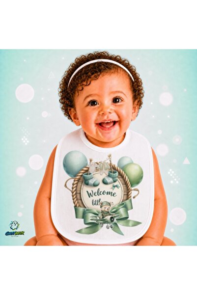 Ghostbastır Design Welcome Baby Linen Baby Bib – Soft, Absorbent, Washable, S...