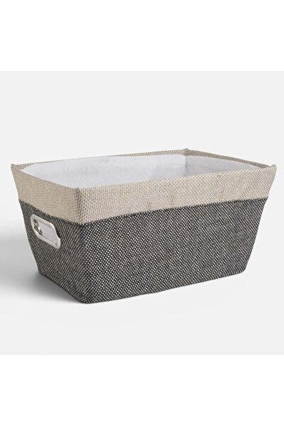 SHOPIENS Coș de depozitare gri și bej cu mânere metalice 32 x 22 x 16 cm