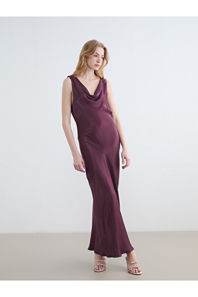 LC Waikiki Original Draped Collar Satin Dress