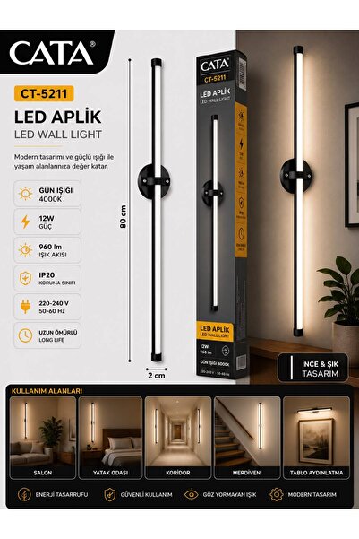 Cata ÇUBUK LED APLİK GÜNIŞIĞI 12W (80 CM)