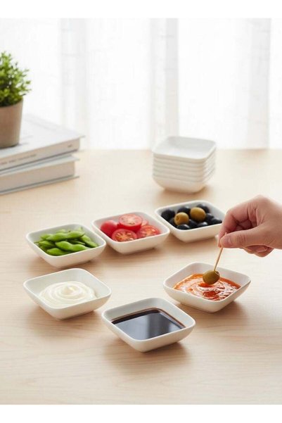 Reem 12-Piece Porcelain Square Sauce Bowl Set White 3 inch