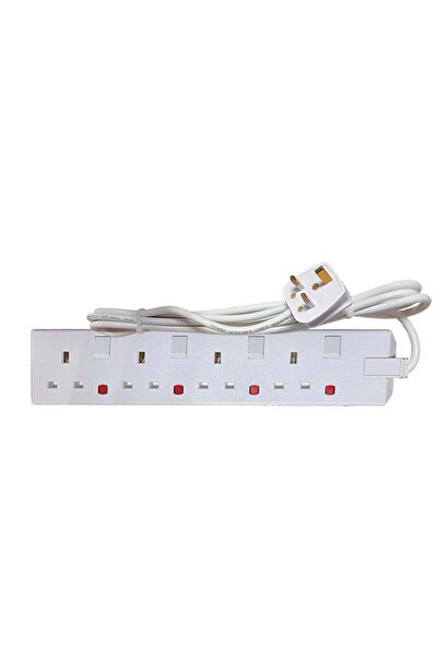 Duravel 4-Way Extension Socket with Switches, 3 Metre Cable, White