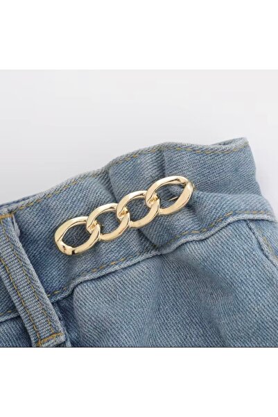 Vira Rise Gold Color Chain Shaped Trouser Waist Cincher Belt Accessory, Colla...