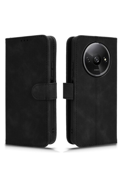OEM Θήκη Πορτοφόλι με Βάση (Δερμάτινη Υφή) για Xiaomi Redmi A3 - Μαύρο