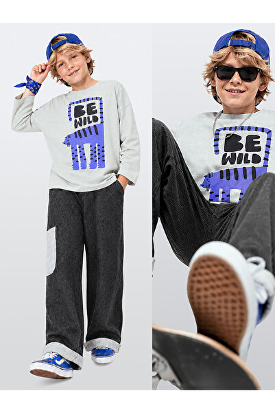 Denokids Boy's Set with Tiger Print 100% Cotton T-Shirt - Denim Cargo Pants (...