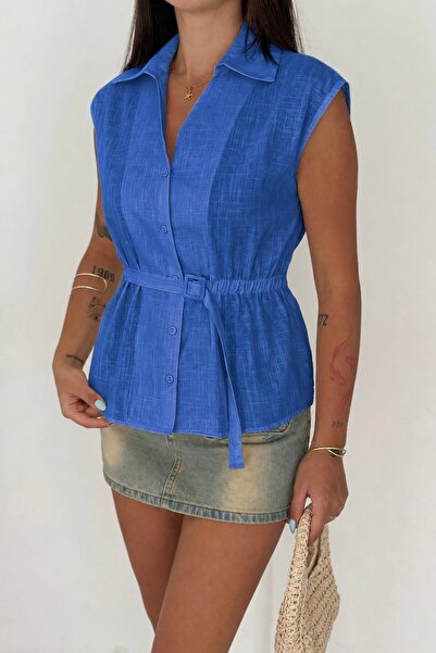 Noi Belis Belted Gathered Detailed Sleeveless Woven Blouse Ss26Bz0202