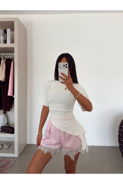 myd Short Sleeve Asymmetrical Basic T-Shirt - White