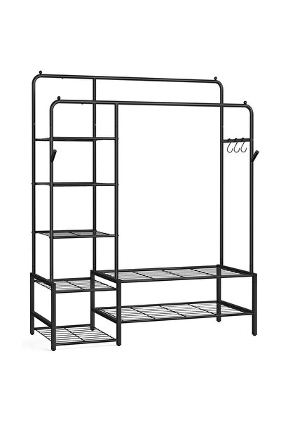 SONGMICS Suport pentru haine cu 2 bare și 7 rafturi, capacitate 180 kg, 45x11...
