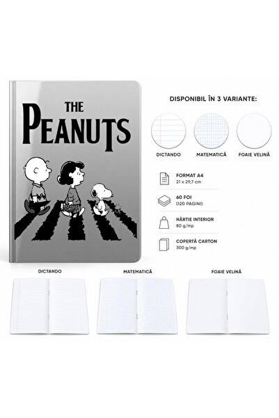 Ingift Caiet A4 Personalizat The Peanuts – 60 Foi, Dictando