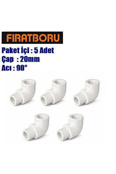 FIRAT Kuyruklu Dirsek 20*90, PPRC 20*90° Kuyruklu Dirsek, 5 Adet, 7B11002020