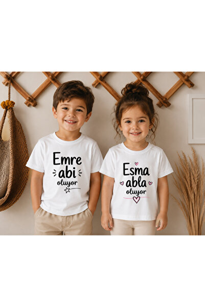 MiniHouse KİŞİYE ÖZEL İSİM YAZILI KİŞİSELLEŞTİRİLMİŞ ABLA OLUYORUM - ABİ OLUY...