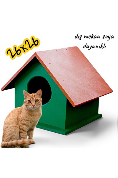 ncy Ahşap Kedi Yuvası Dış Mekan Suya Dayanıklı 26x26