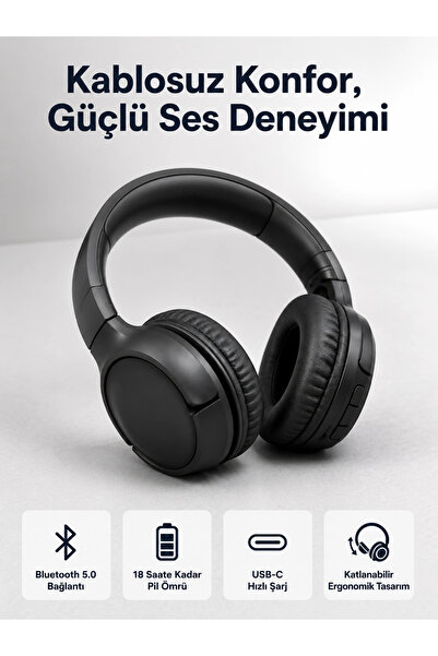 ErturkStore Mey İthalat® 2025 Model Kulak Üstü Bluetooth Hoparlör ANC Özellikli