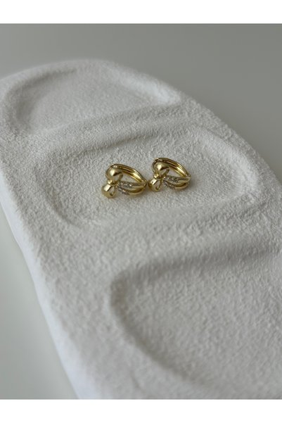 Moss Aksesuar Mini Stone Bow Earrings