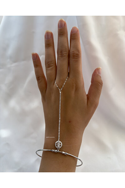 Samu Accessories سوار يد من الفولاذ المقاوم للصدأ بتصميم دائري مرصع بأحجار ال...