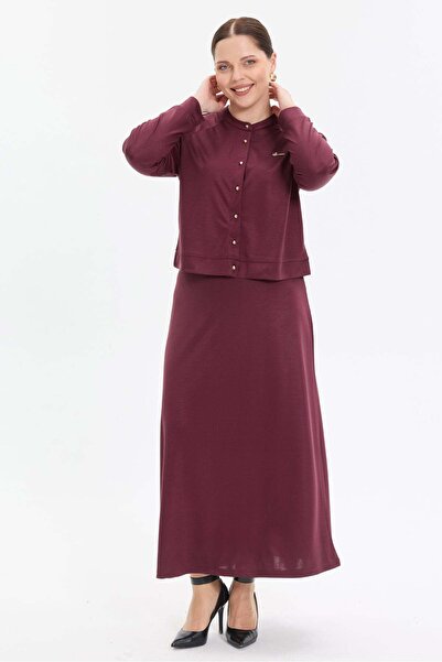 KADO OUTLET Solaris Fabric Button Detailed Women's Skirt Suit
