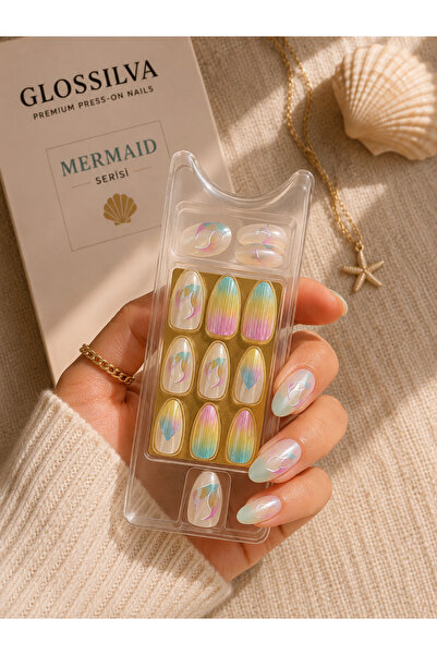 Glossilva Mermaid Serisi Premium Takma Tırnak & Iphone 16 Uyumlu Premium Siml...