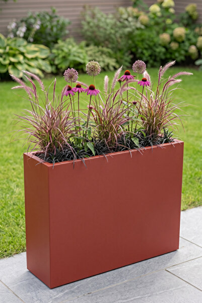 Desen Dekorasyon Zenith 80x20x60 cm Metal Dikdörtgen Kiremit Saksılık - İç ve...