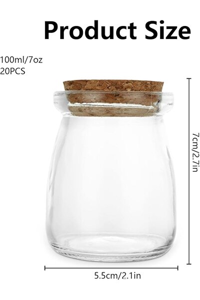 GENERAL CYEER 20 Pack 100ml Small Glass Storage Jars with Cork Lids, Mini Mas...