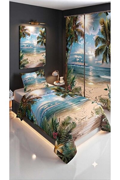 Elmas Dizayn 280*240 Cm. Special Design Single Bedding Set with Flower Design...