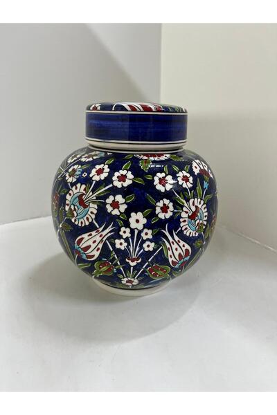 Çini İZNİK Kevser 25 cm yüksekliğinde vazo kapaklı