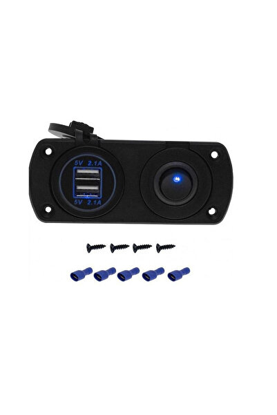 OEM Διπλός USB Φορτιστής Αυτοκινήτου 12V με Ενσωματωμένη Βάση Πάνελ και Διακό...