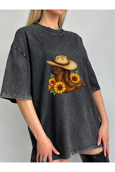 Pink Sky Unisex Oversize Vintage Washed Street Style Μόδα του δρόμου Βαμβακερ...