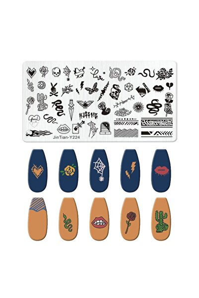 aba nails Yılan ve Gotik Çizimler Dizayn Nail Art Stamping Baskı Plakası JT-Y224