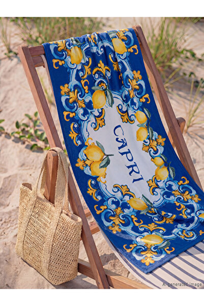 LC Waikiki Trendlucky Women's Beach Towel with Lemon Print 70X150 cm