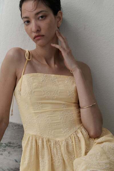 H&M Embroidered flared-skirt dress