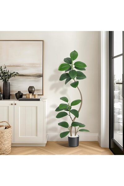 Garvee with 1 Piece PE Front Door Decoration Simulation Double Stem Green Oak...