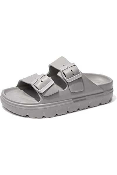 FUNKYMONKEY Women's Comfort Slides Double Buckle Adjustable EVA Flat Sandals ...