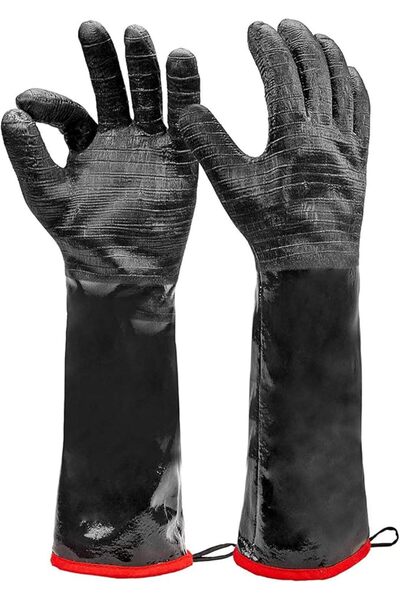 GENERAL Heat Resistant BBQ Gloves, Long Sleeve Grill Gloves, Textured Gripto ...
