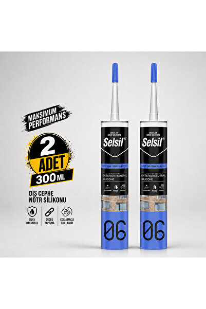 Selsil Şeffaf Nötr Dış Cephe Silikonu 300 ml UV Dayanımlı Cam Pvc Beton Derz ...