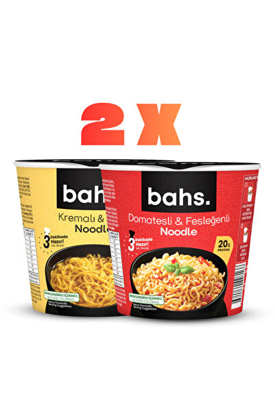 bahs. Bahs Proteinli Noodle Duo Paket (Köri & Kremalı + Domates & Fesleğen) 2...