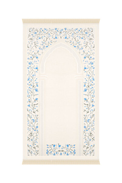 Bursa İpek Blue Spring Branch Pattern Embossed Special Woven Prayer Rug