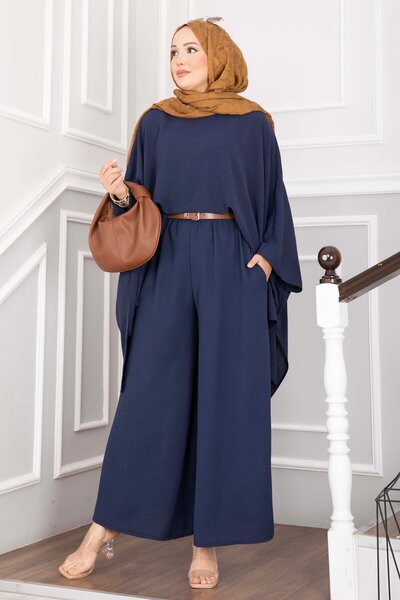 EBRUTESETTÜR Bat Sleeve Casual Trousers Double Suit Navy Blue