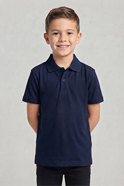 NACAR STORE Çocuk Unisex Pamuklu Polo Yaka Kısa Kol Okul Forması T-shırt (Oku...
