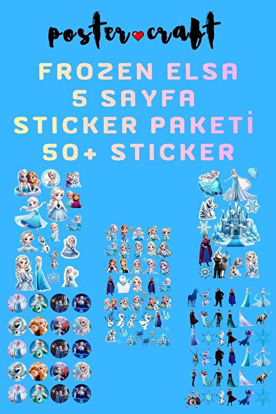 postercraft Frozen Elsa Konseptli 5'li Dekoratif Sticker ve Etiket Seti 14,8 ...