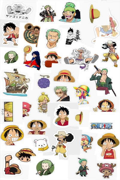 postercraft One Piece Concept 5-Piece Decorative Sticker and Label Set 14.8 X 21 Cm, Phone Case, Book, Journal, Memory Book, Diary, Bag, Box, for Any Surface