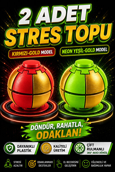 YAGLİZ Premium 2 Adet Stres Topu, Hızlı Dönen Stres Çarkı Çift Rulmanlı Bas B...