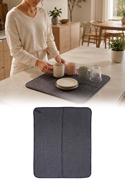 omilife Mikrofiber Bulaşık Kurulama Matı Süper Emici Tezgah Üstü Bulaşıklık K...